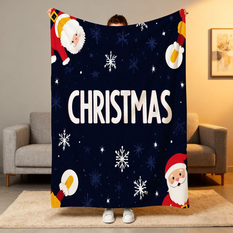 Christmas Throw Blanket - Top Pick Festive Dark Blue Christmas