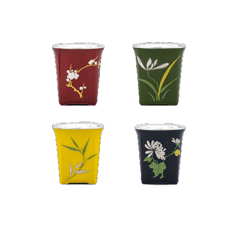 Gift Box Wrap Set - Porcelain wrapped silver cup, silver cup,