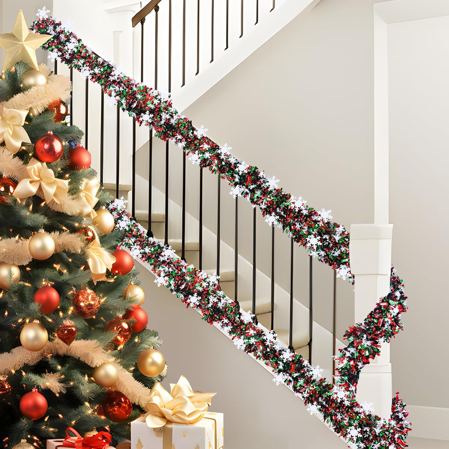 2M Christmas Snowflake Tinsel  - Tinsel Garland Decoration recensie en prijs