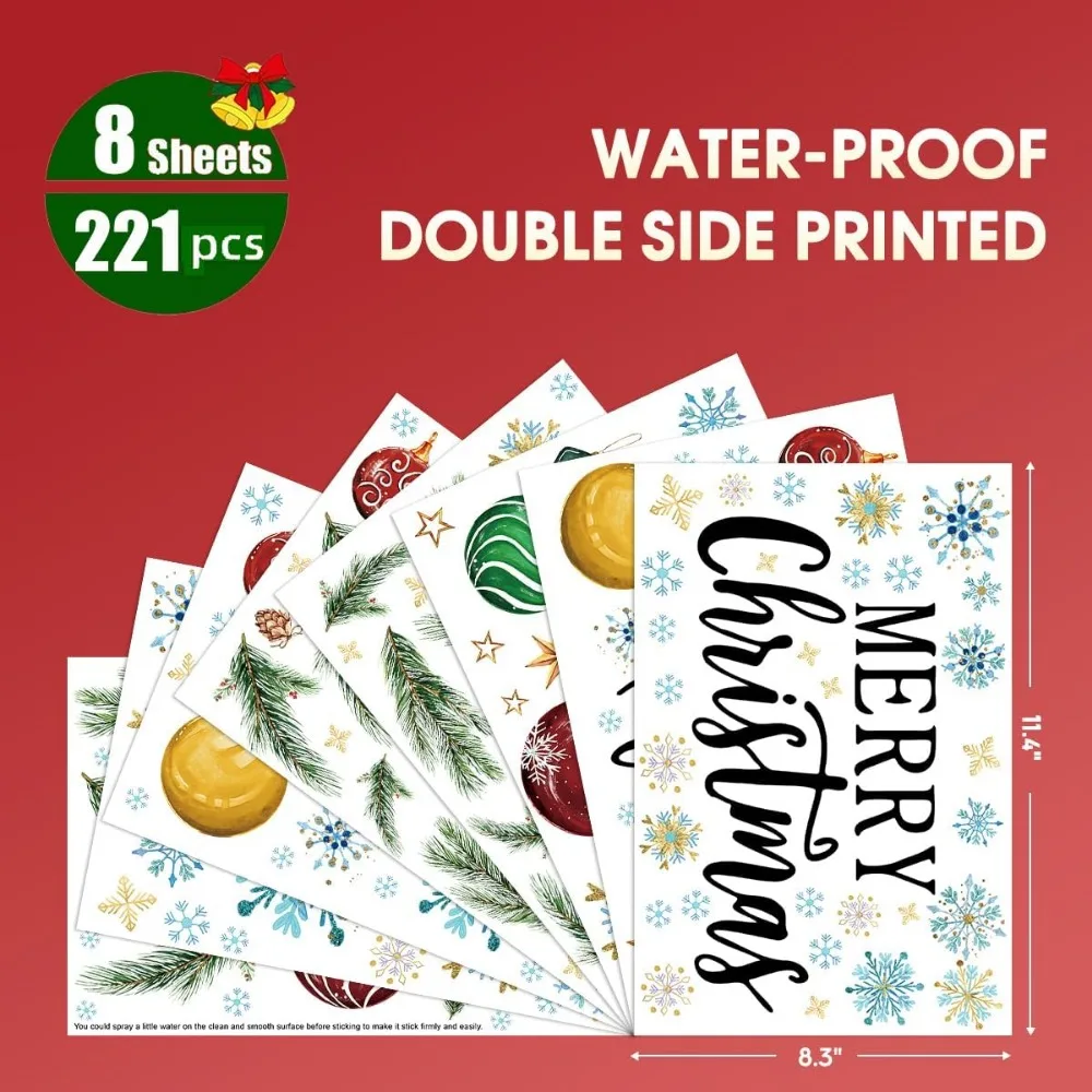 221 PCS Christmas Window Cling - Snowflake Window Decal recensie en prijs