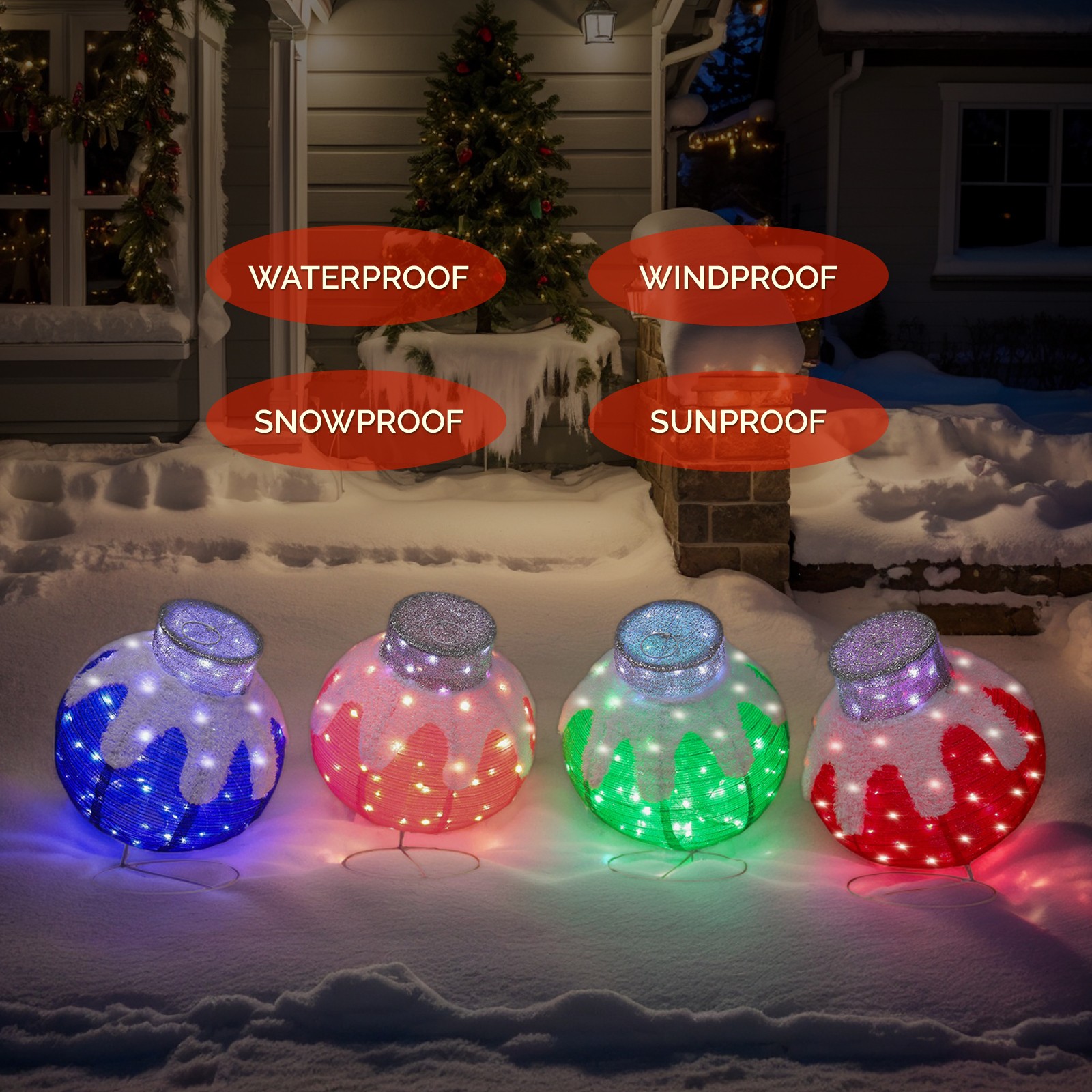 Set of 4 Christmas Lighted Bal - Ornament Ball Set recensie en prijs