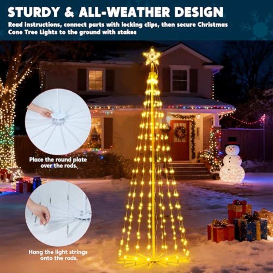 LED Christmas Cone Tree Lights - Star Tree Topper recensie en prijs