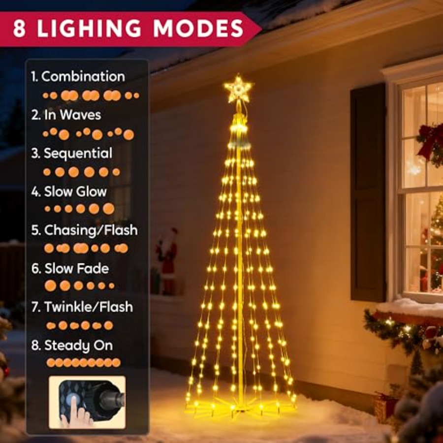 LED Christmas Cone Tree Lights - Star Tree Topper recensie en prijs