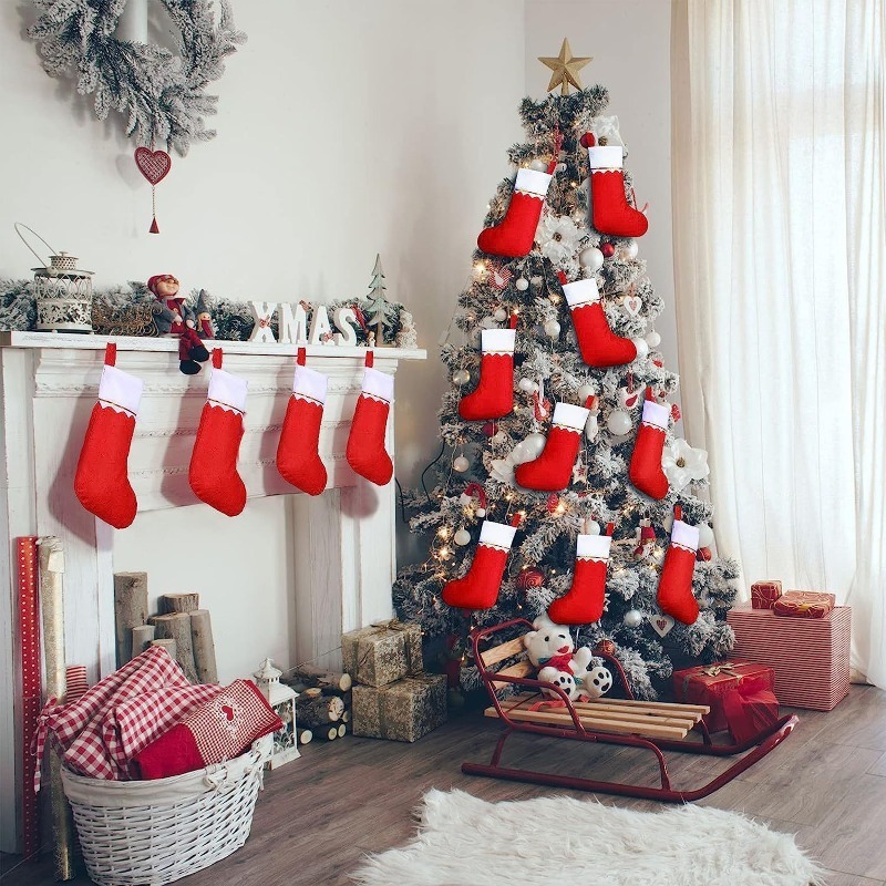 Double Sided Gold Trim Christm - Christmas Stocking Hanging recensie en prijs