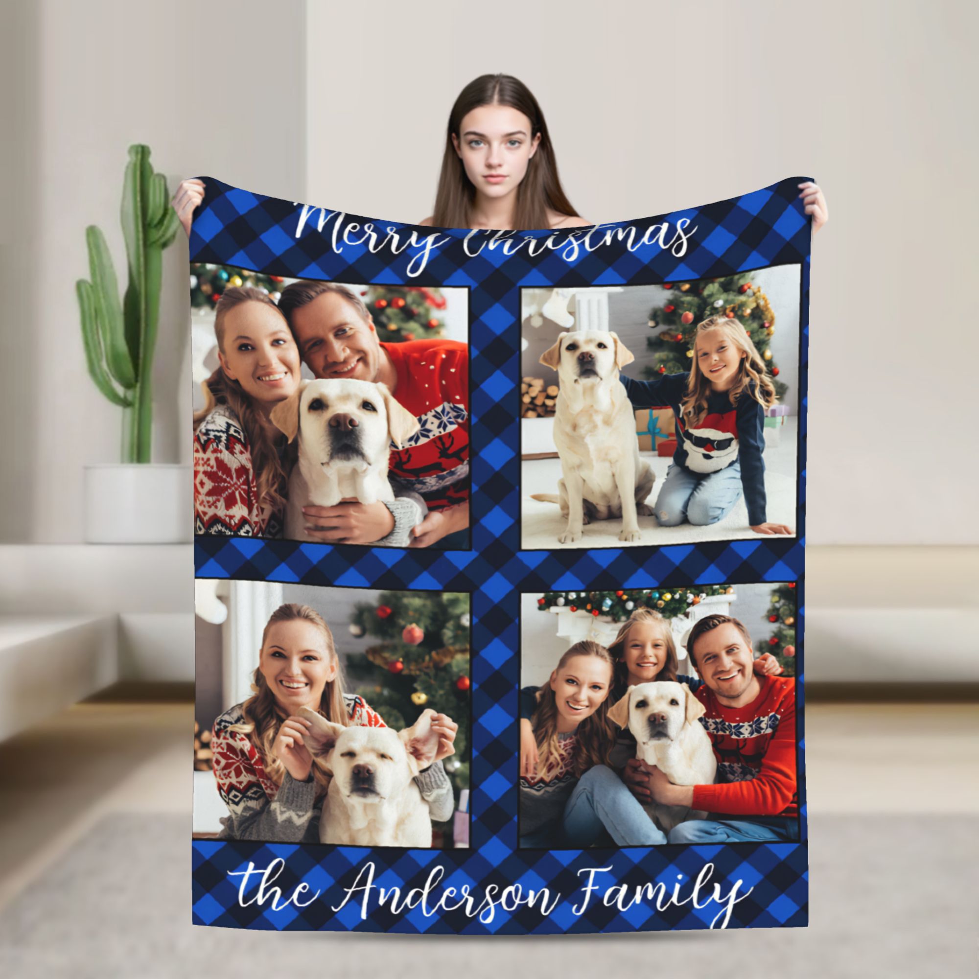 Family 4 Pictures Personalized - Christmas Throw Blanket recensie en prijs