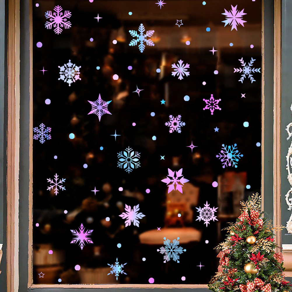 Colorful Luminous Snowflakes W - Snowflake Window Decal recensie en prijs