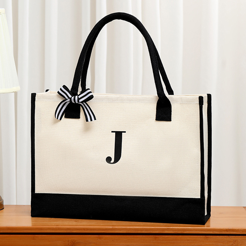 Simple canvas letter tote bag  - Ribbon Bow Gift recensie en prijs