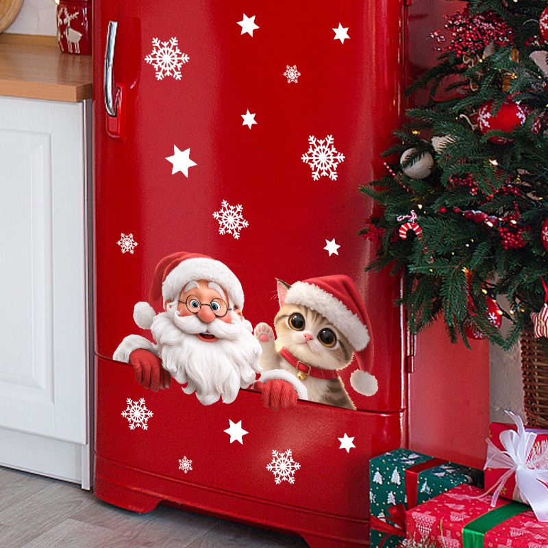 Kitten Santa Claus Window Stic - Snowflake Window Decal recensie en prijs