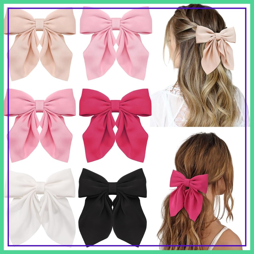 6Pcs Satin Hair Bows for Women - Ribbon Bow Gift recensie en prijs
