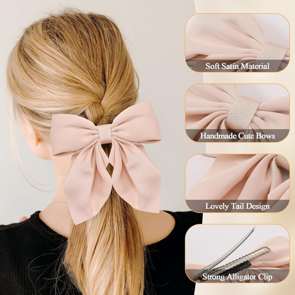 6Pcs Satin Hair Bows for Women - Ribbon Bow Gift recensie en prijs
