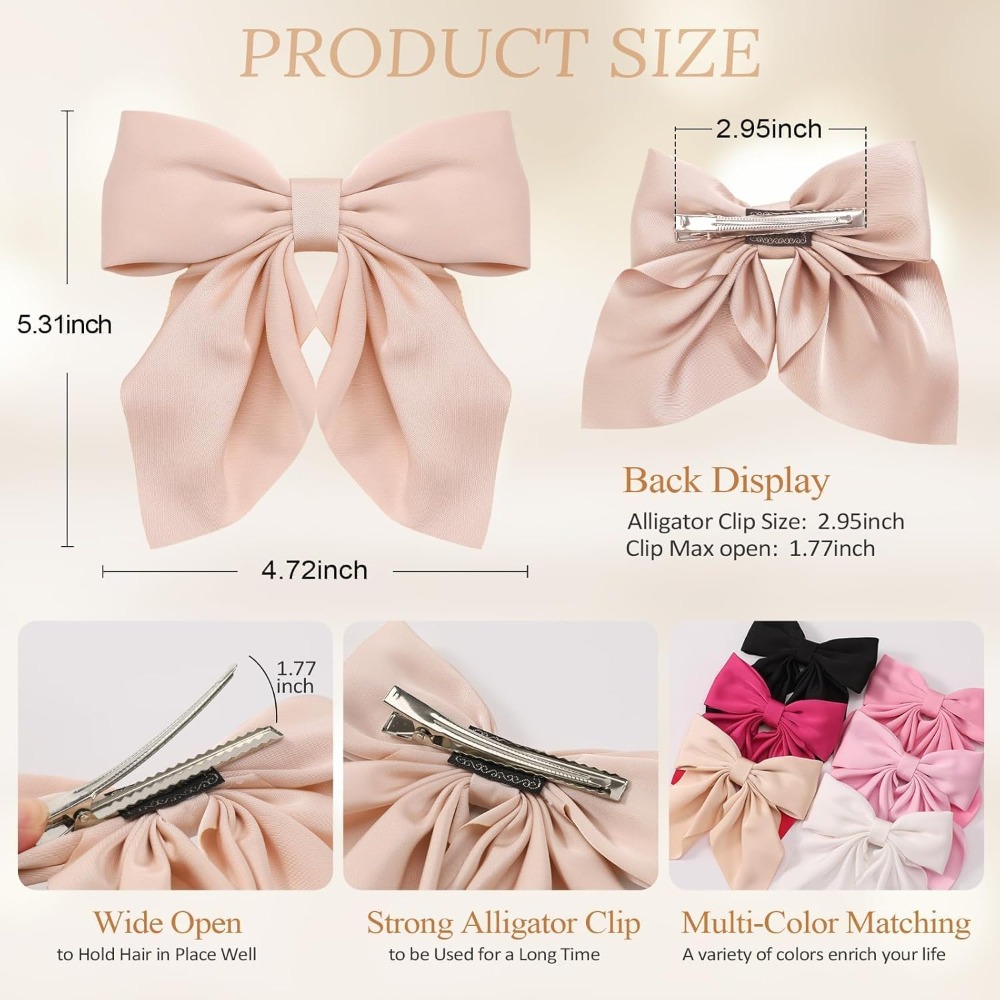 6Pcs Satin Hair Bows for Women - Ribbon Bow Gift recensie en prijs