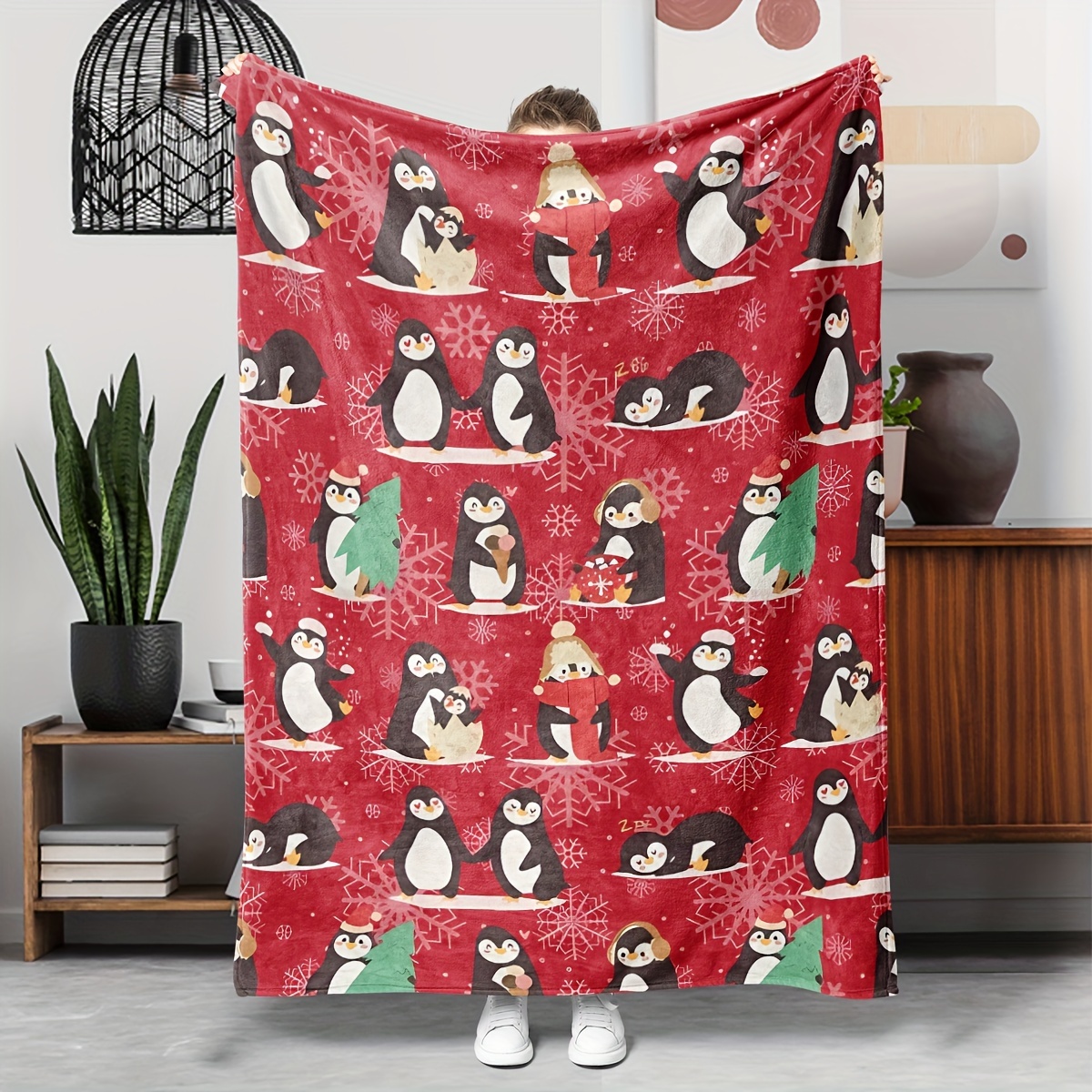 Contemporary Christmas Penguin - Christmas Throw Blanket recensie en prijs