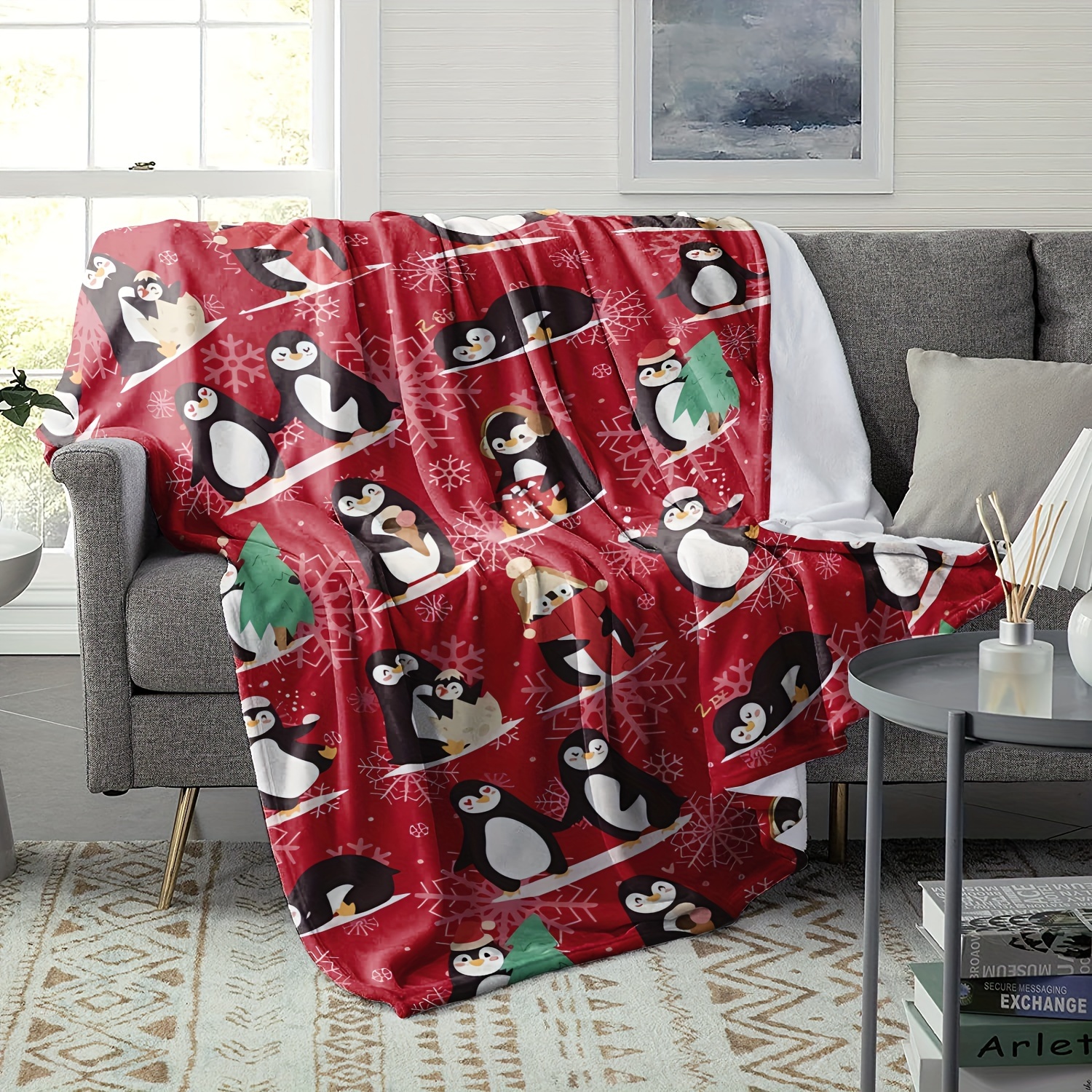 Contemporary Christmas Penguin - Christmas Throw Blanket recensie en prijs