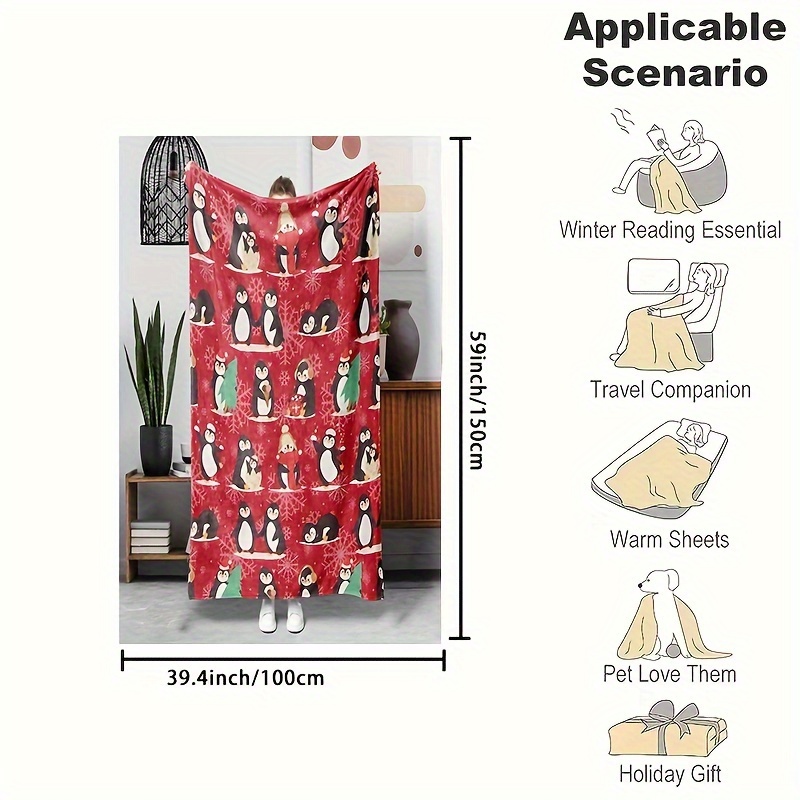 Contemporary Christmas Penguin - Christmas Throw Blanket recensie en prijs