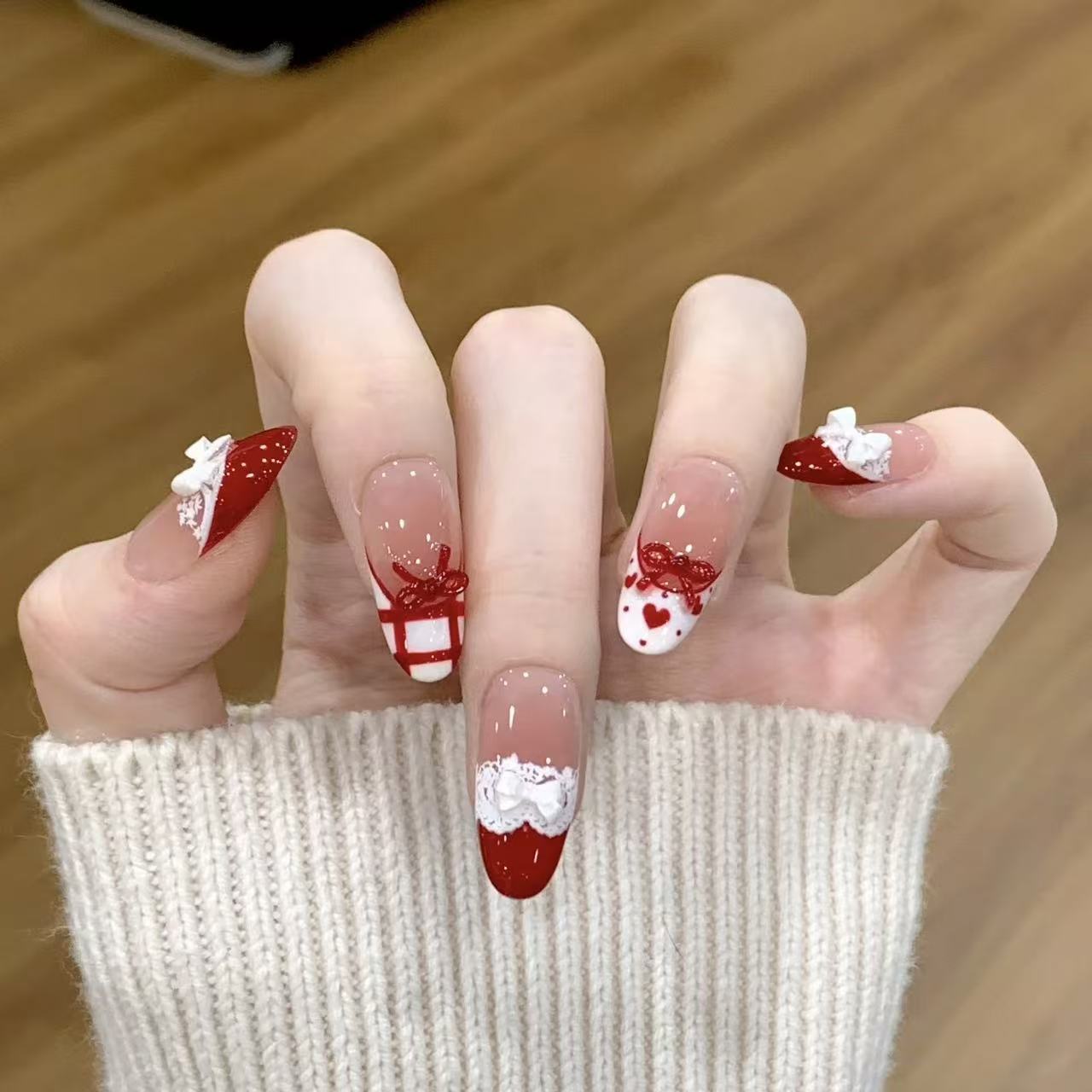 10pcs Handmade Press on Nails  - Christmas Throw Blanket recensie en prijs