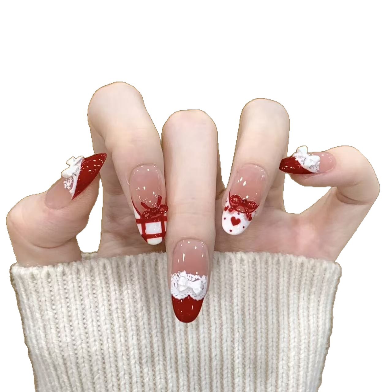 10pcs Handmade Press on Nails  - Christmas Throw Blanket recensie en prijs