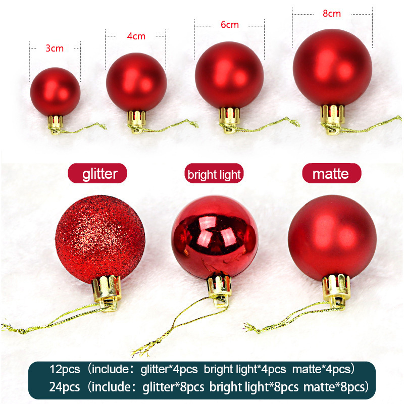 1-8Pcs 3/4/6/8cm Red Christmas - Ornament Ball Set recensie en prijs