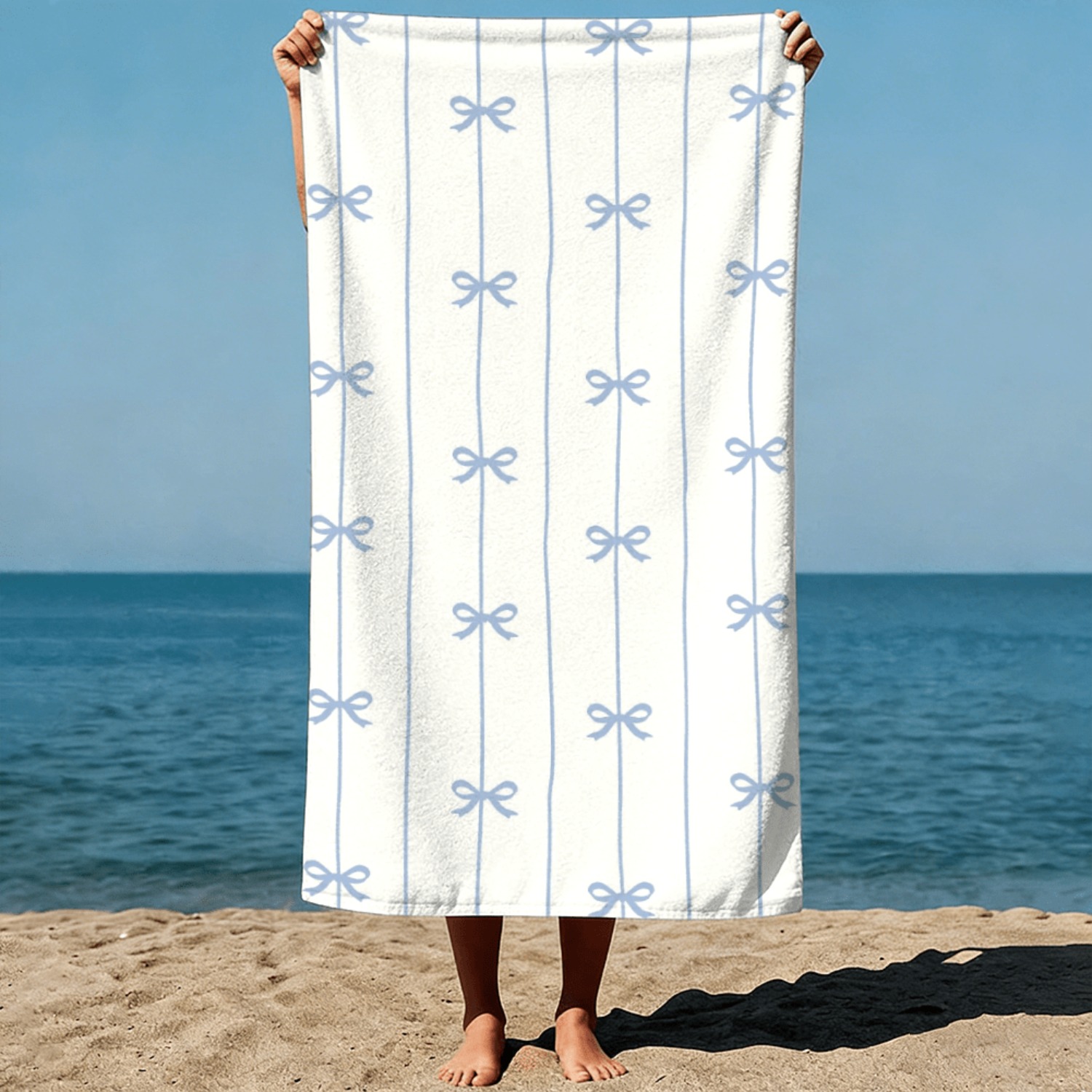 1pc Summer Beach Towel Blue Ri - Ribbon Bow Gift recensie en prijs