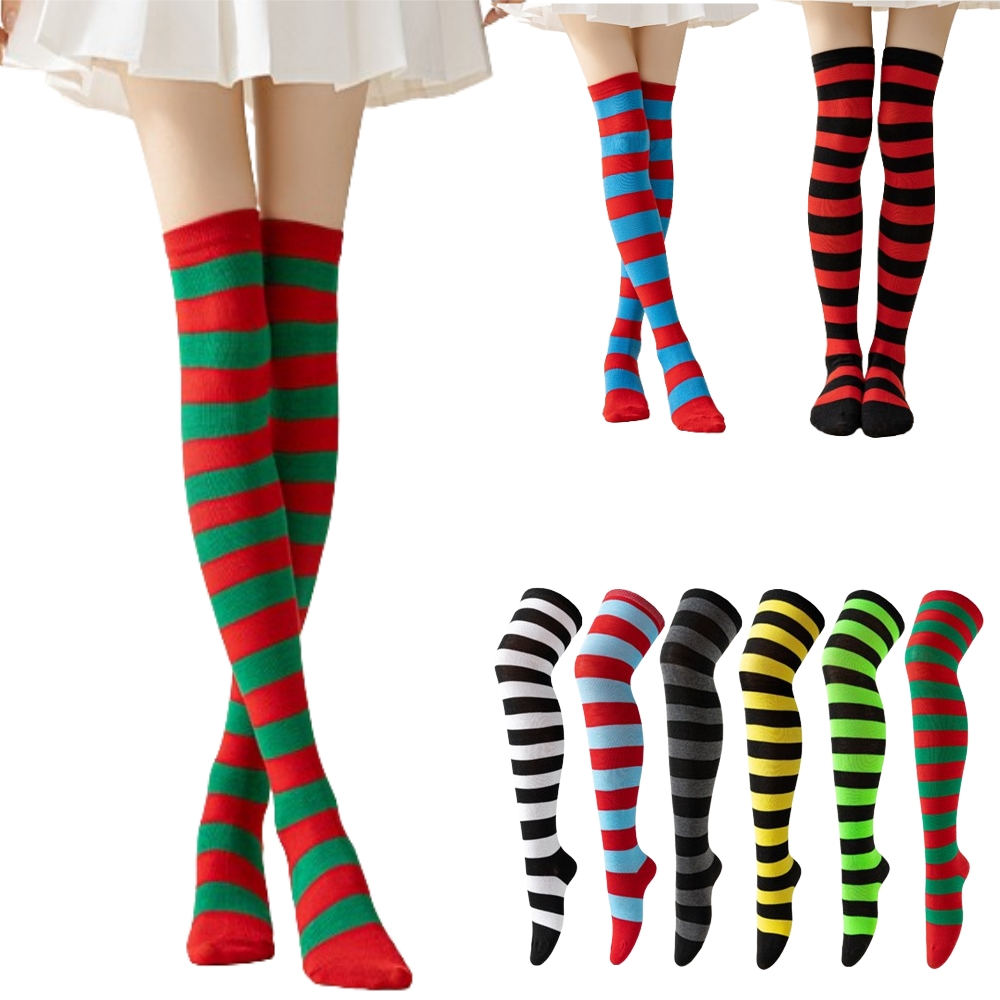 Striped Over Knee High Socks W - Christmas Stocking Hanging recensie en prijs