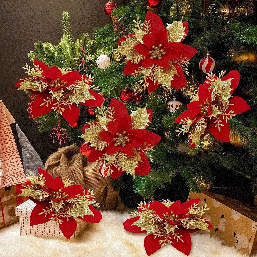 5pcs 9cm Glitter Artifical Chr - Christmas Wreath Fake recensie en prijs