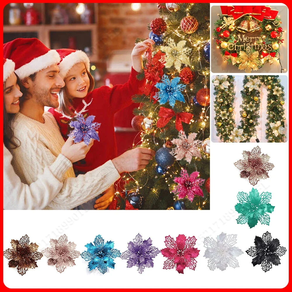 5pcs 9cm Glitter Artifical Chr - Christmas Wreath Fake recensie en prijs