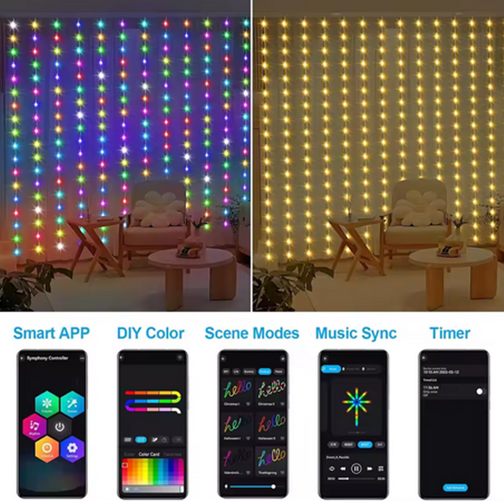 3M RGB Smart LED Curtain Light - Christmas Lights Outdoor recensie en prijs
